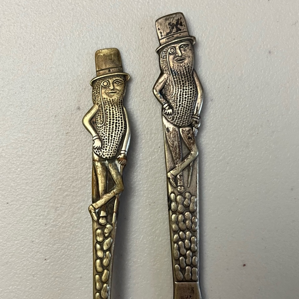 Vintage Circa 40s-50s Mr. Peanut Silver Plated Fork and Knife 🥜 Advertising Art - Picture 2 of 5